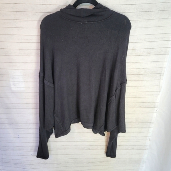 WE THE FREE OVERSIZE TURTLENECK RIBBED SLUB LONG SLEEVE TOP IN BLACK, SZ MEDIUM - Picture 4 of 8